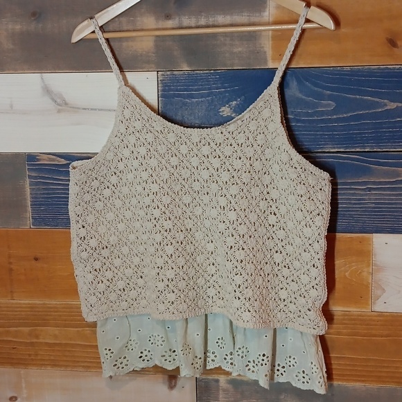L Love crochet and eyelet camisole top L - Picture 1 of 8